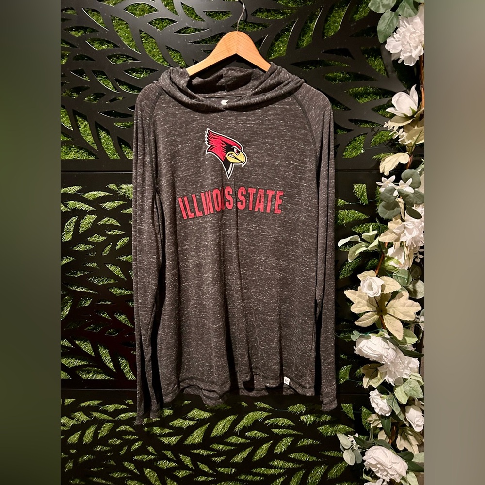 ✅Illinois State Men XXL Long Sleeve Hooded Charcoal Tee
